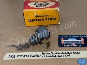 NOS 1957 1958 1959 1960 1961 CADILLAC IGNITION SWITCH DASH LIGHT BRACKET WITH LOCK CYLINDER & KEY